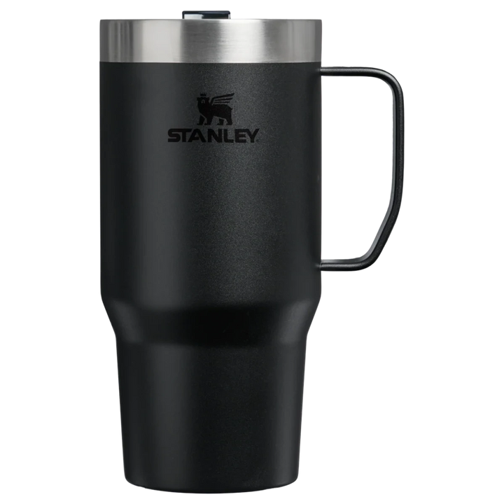 Stanley 1913 México black stainless steel 709ML travel mug with handle and lid, double-wall vacuum insulation.
