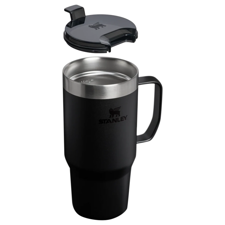 Stanley 1913 México black stainless steel travel mug with handle and lid, 709ML capacity, double-wall vacuum insulation.