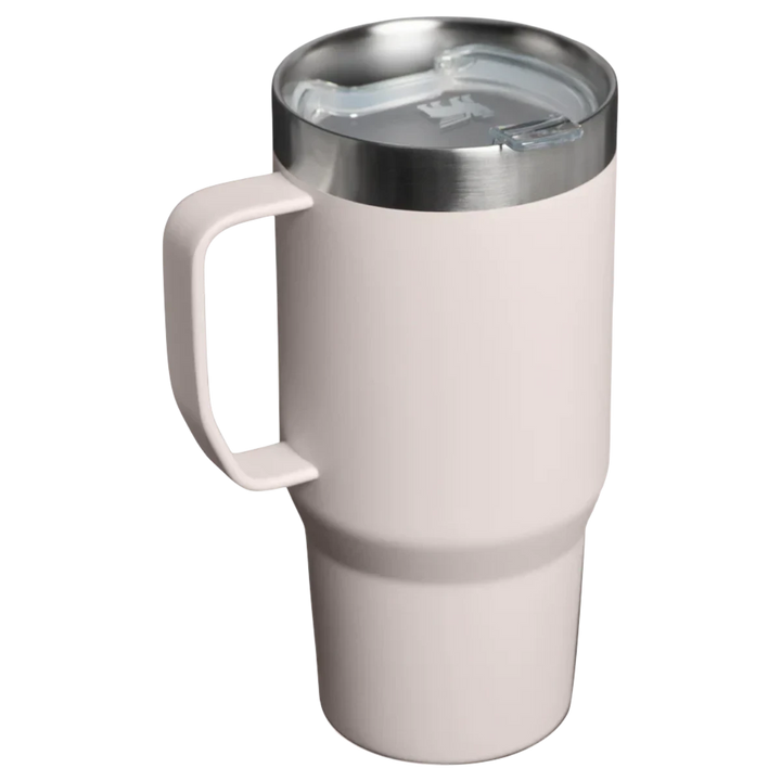 Stanley 1913 México light pink 709ML stainless steel travel mug with handle and Tritan lid.