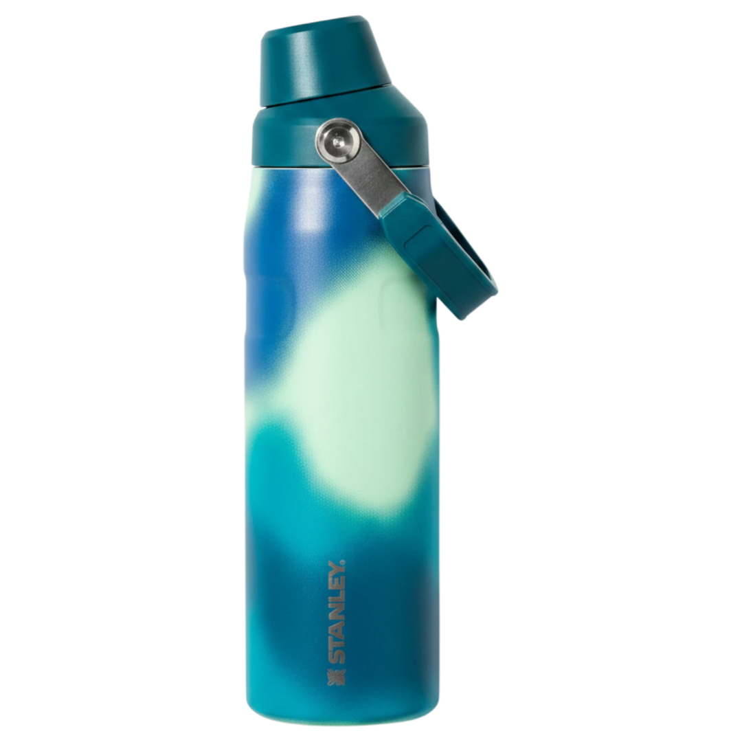 Termo Stanley 1913 México Iceflow Aerolight color Coastal Teal Motion de acero inoxidable con tapa Fast Flow y asa.