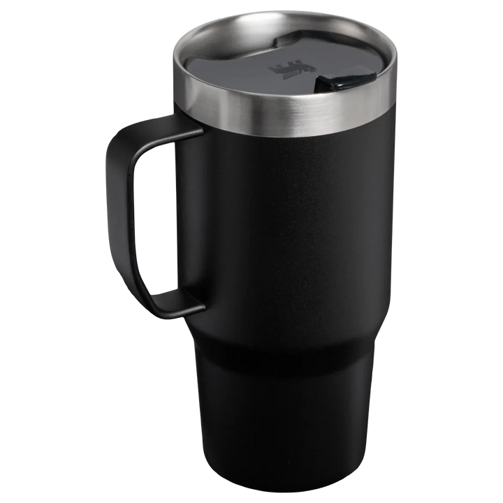 Stanley 1913 México black stainless steel 709ML travel mug with handle and lid, double-wall vacuum insulated.