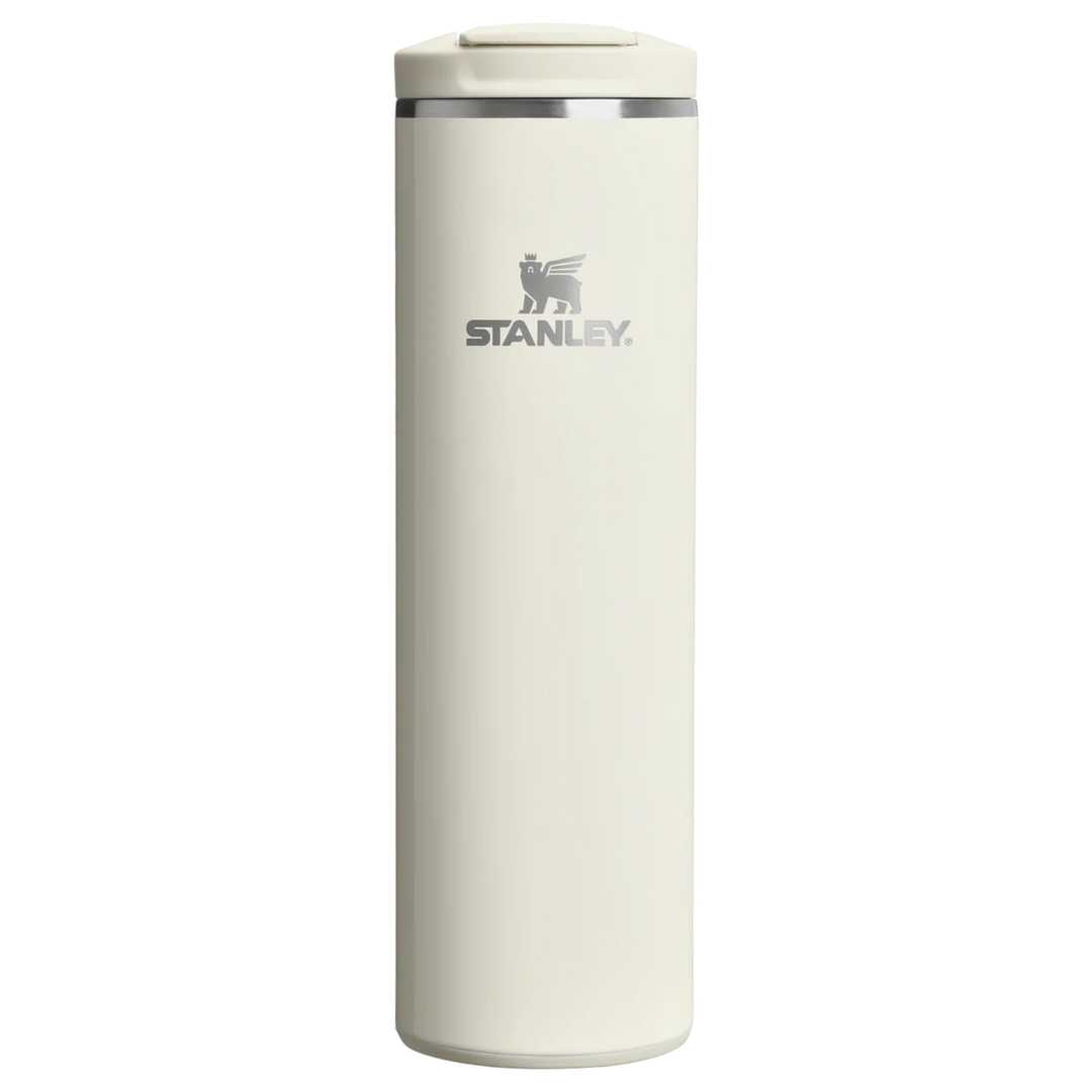 Stanley 1913 México cream 473ml insulated stainless steel travel mug with flip-top lid and silicone base.