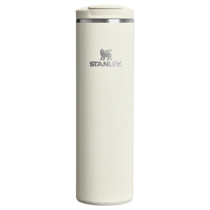Stanley 1913 México cream 473ml insulated stainless steel travel mug with flip-top lid and silicone base.