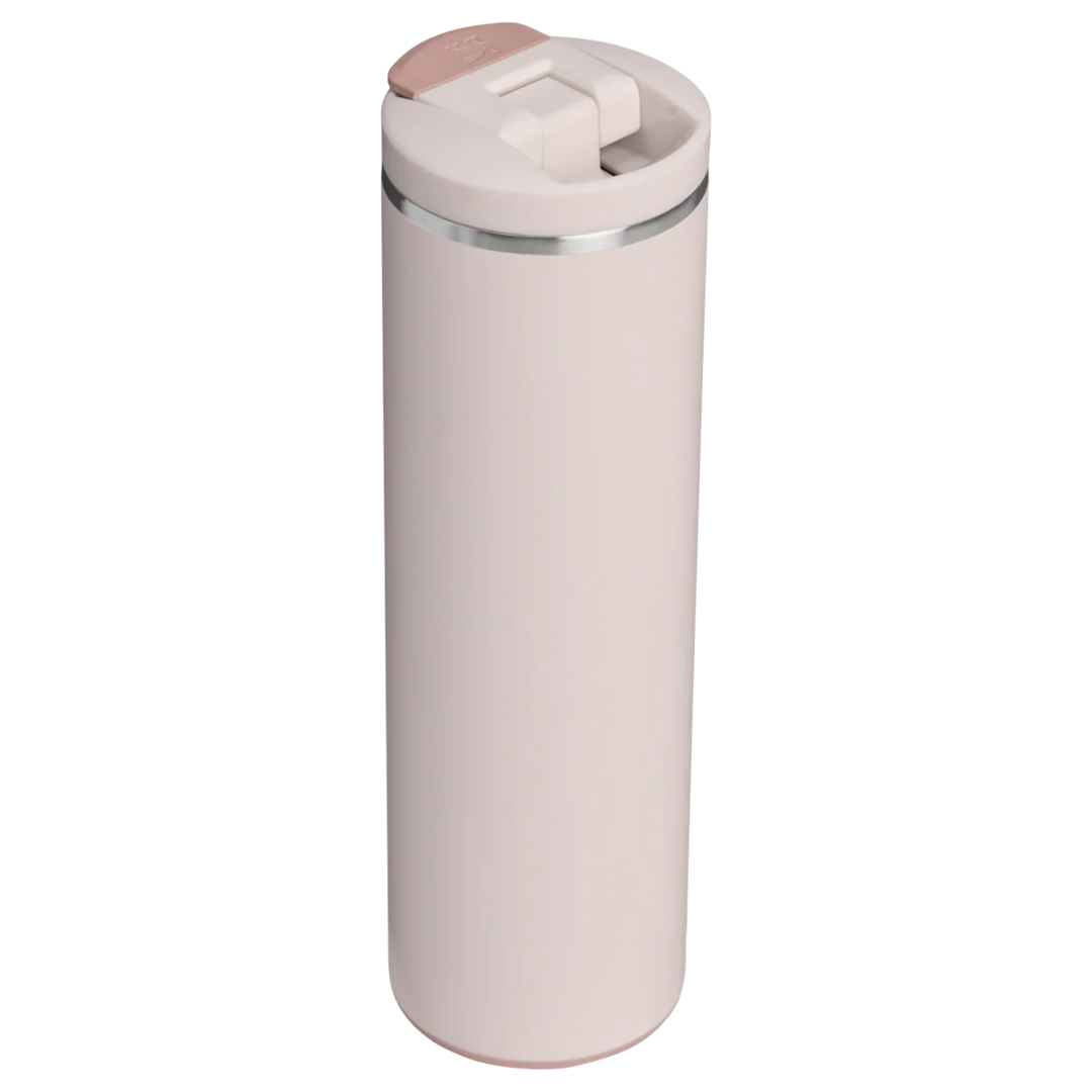 Stanley 1913 México light pink 473ml insulated travel mug with flip-top lid and silicone base.