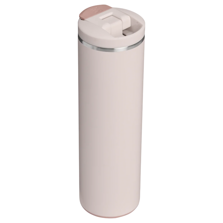 Stanley 1913 México light pink 473ml insulated travel mug with flip-top lid and silicone base.